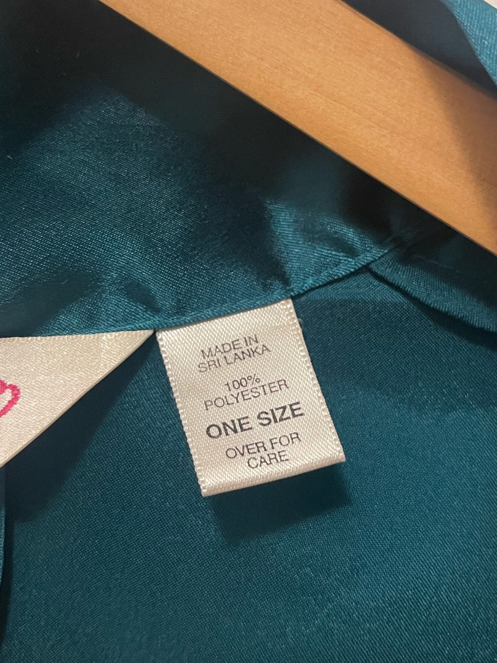Victoria's Secret Dark Green Satin Short Kimono Robe with Waist Tie - Picture 8 of 8
